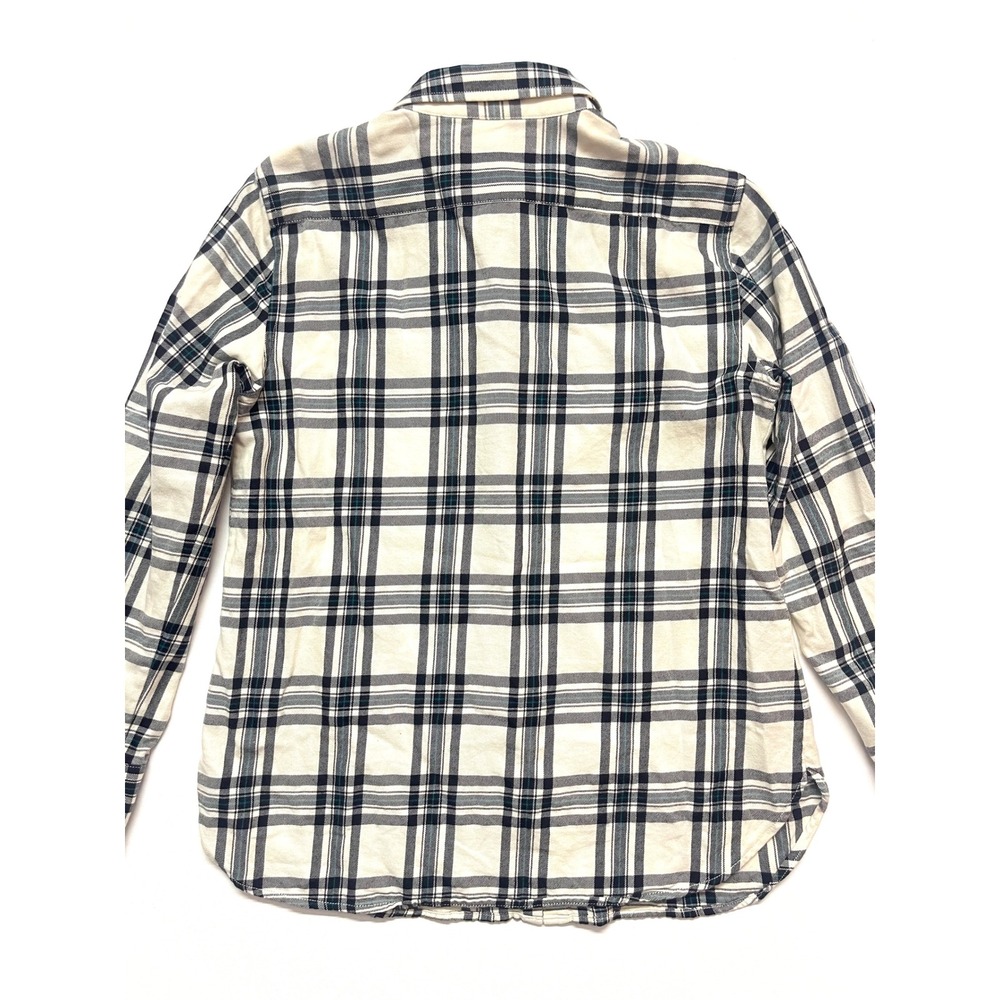 Lauren Ralph Lauren Womens Petite XS Plaid Cotton Button Down Shirt Cream Navy - Picture 12 of 13
